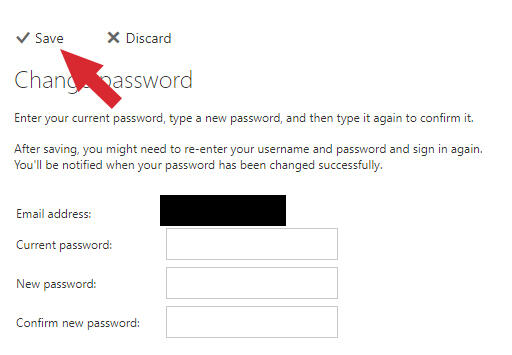 Change password screenshot