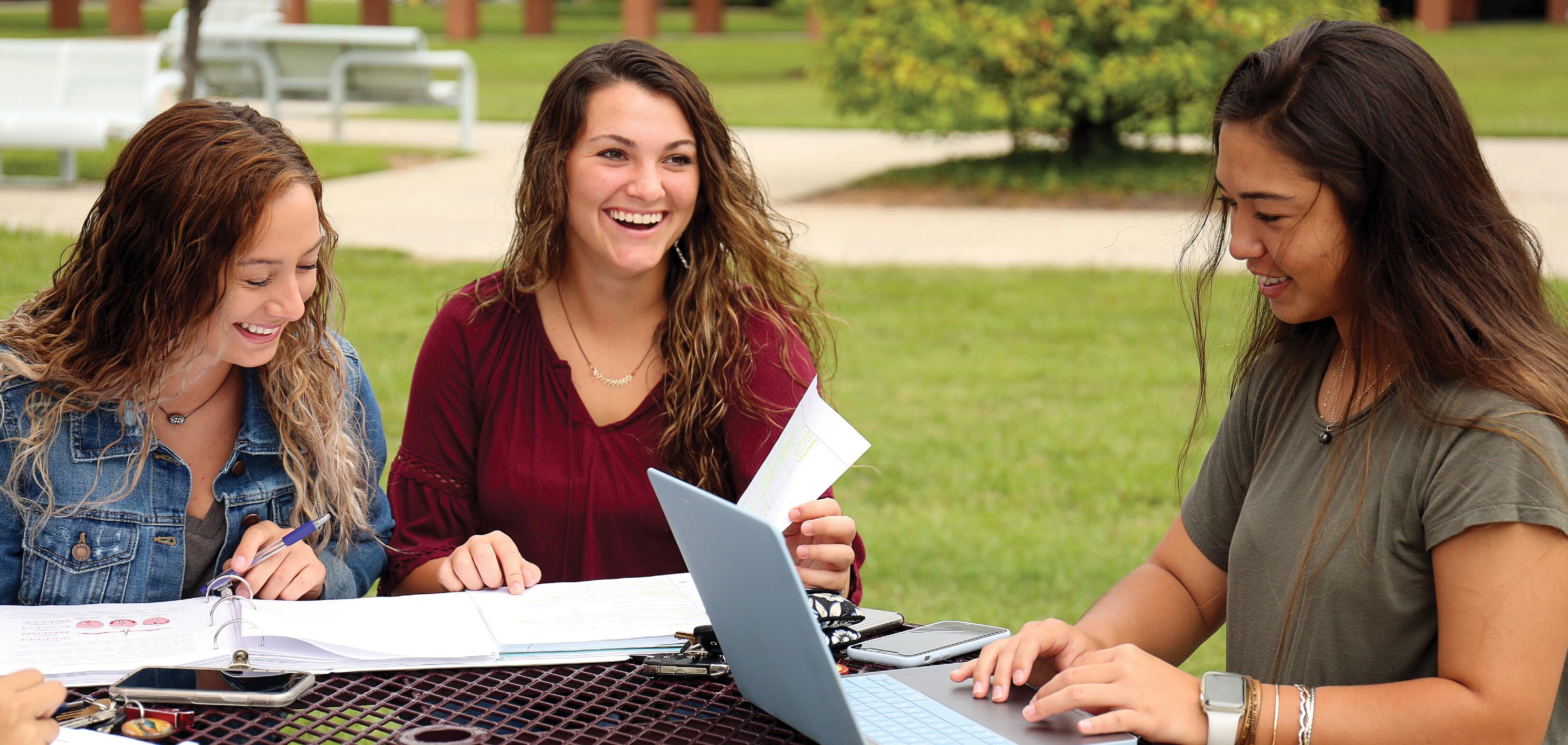 Students studying in the quad